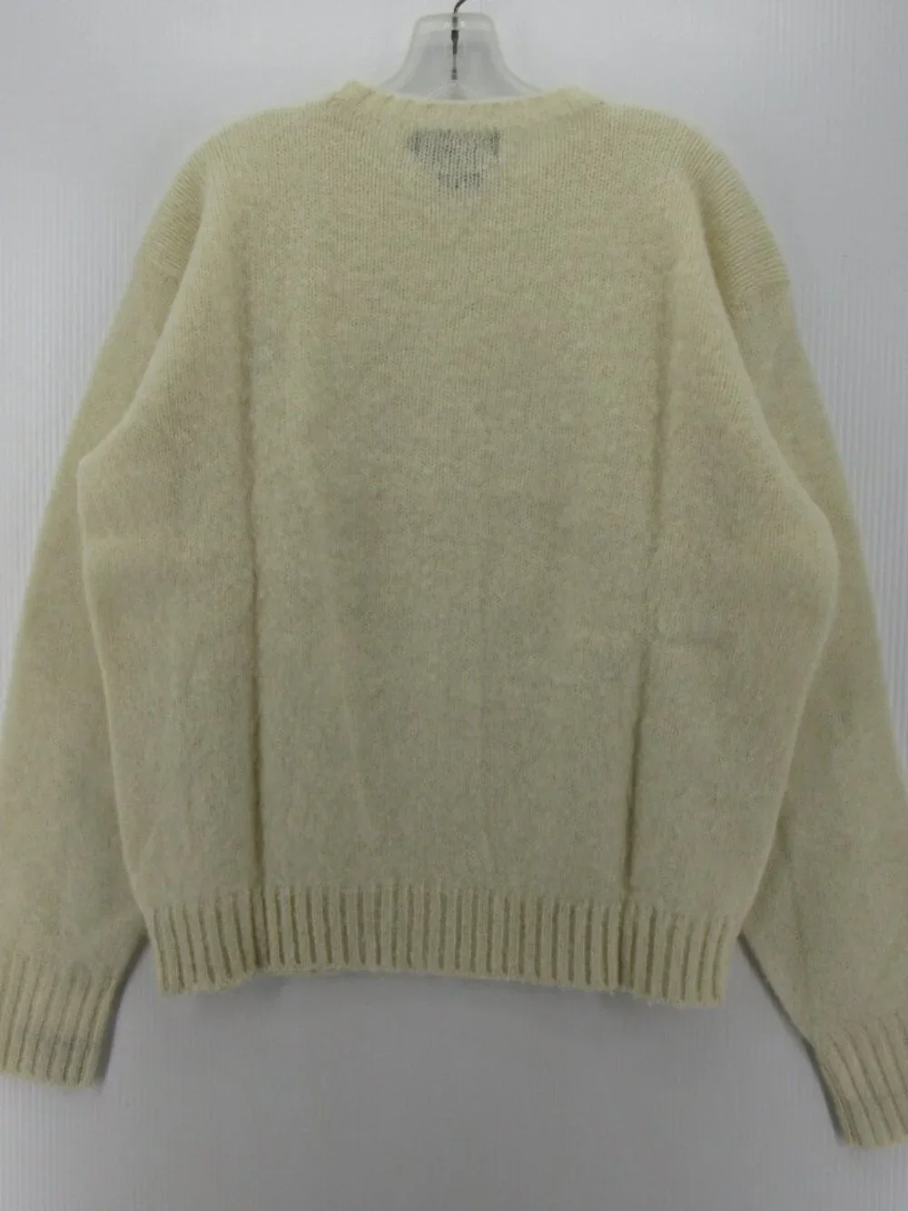 VINTAGE Polo Ralph Lauren Sweater 44 Cream Wool Fuzzy Knit Pony Large